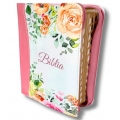 Biblie mica lux, coperta roz floral
